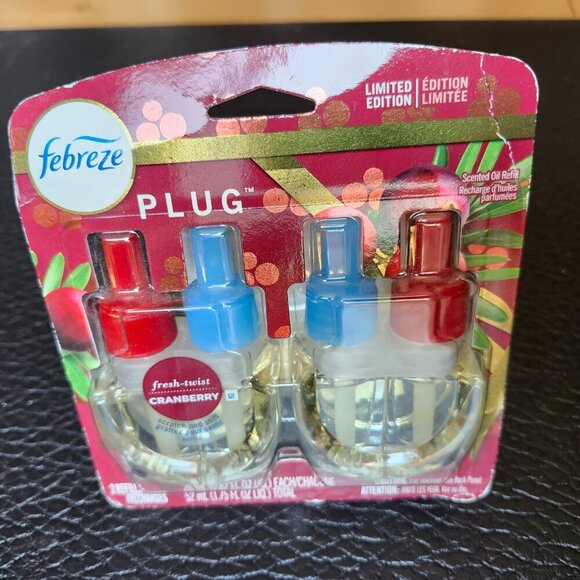 LIMITED EDITION febreze PLUG Fresh Twist Cranberry Scented Oil Refills BNIP - Picture 2 of 4